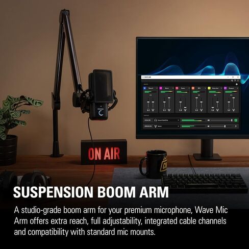 Elgato Wave Mic Arm Premium Broadcasting Boom Arm with Cable Management Channels (Renewed) (10AAM9901_cr) in Saudi Arabia