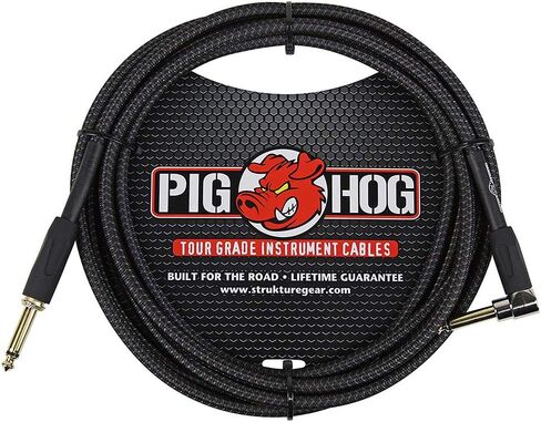 بيج هوج PC-H10BKR 1/4 بوصة زاوية يمنى إلى 1/4 بوصة أسود نسج آلة الغيتار، 10 أقدام (3 حزم) in Saudi Arabia