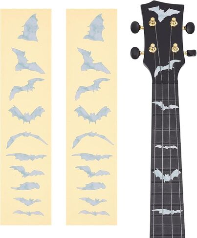 PLIGREAT 2 Pcs Guitar Inlay Stickers, Guitar Fretboard Markers Bats Decals for Acoustic Guitars Electric Guitars Bass Decor Musical Instrument Decorations Removable DIY Guitar Neck Stickers in Saudi Arabia