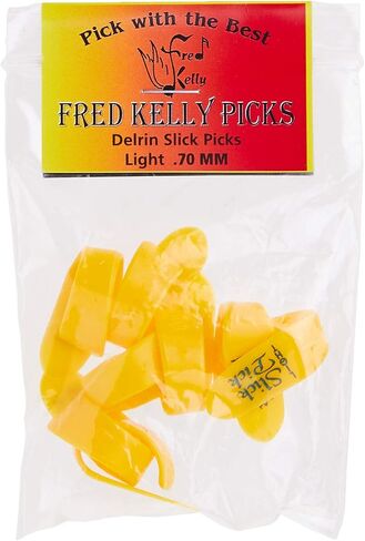 Fred Kelly Picks D2-L-8 Delrin Slick Light Guitar Pick أصفر كبير وJIM DUNLOP HE112P اعواد إبهام مسطحة، متوسطة، 3/عبوة لاعب in Saudi Arabia