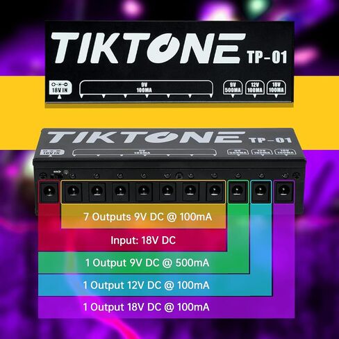 TIKTONE TP-01 Guitar Pedal Power Supply 10 DC Outputs for 9V/12V/18V Effect Pedal in Saudi Arabia