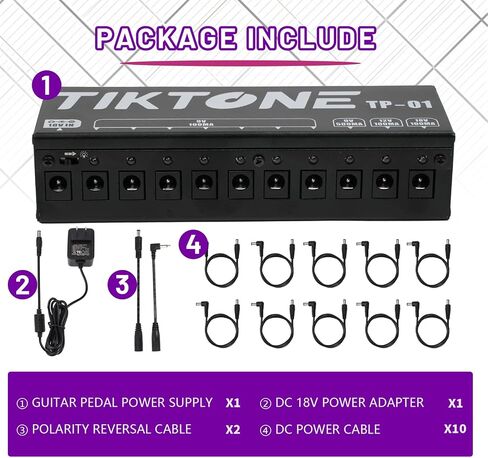 TIKTONE TP-01 Guitar Pedal Power Supply 10 DC Outputs for 9V/12V/18V Effect Pedal in Saudi Arabia