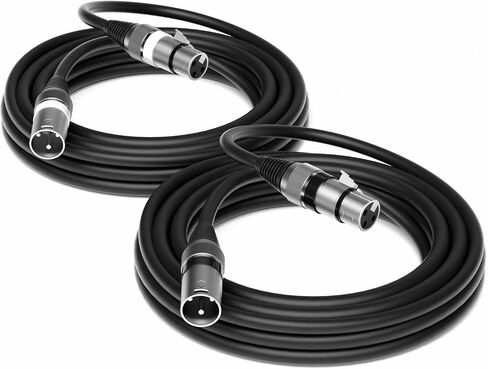 كابل ميكروفون Dacimora 2 Pack 25FT XLR، متوازن بالكامل، للميكروفون، الخلاط، استوديو التسجيل (2Pack، 25FT) in Kuwait