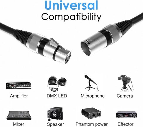 كابل ميكروفون Dacimora 2 Pack 25FT XLR، متوازن بالكامل، للميكروفون، الخلاط، استوديو التسجيل (2Pack، 25FT) in Kuwait