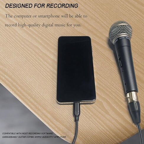 كابل JOMLEY USB C إلى XLR، كابل ميكروفون USB من النوع C إلى XLR أنثى، كابل استوديو توصيل وتشغيل ميكروفون لتسجيل الصوت، الكاريوكي، البث المباشر - 10 قدم/3 متر in Kuwait