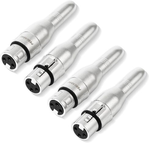 pegcabac XLR 3 دبوس ذكر إلى 1/4 بوصة 6.35 مم محول صوت مقبس مقبس أنثى، محولات تحويل من الدرجة الاحترافية، قابس محول سلك ميكروفون لكابل الصوت، فضي 4 قطع in Kuwait