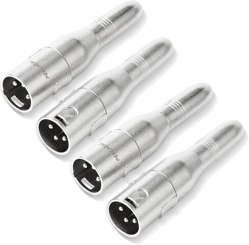 pegcabac XLR 3 دبوس ذكر إلى 1/4 بوصة 6.35 مم محول صوت مقبس مقبس أنثى، محولات تحويل من الدرجة الاحترافية، قابس محول سلك ميكروفون لكابل الصوت، فضي 4 قطع in Kuwait