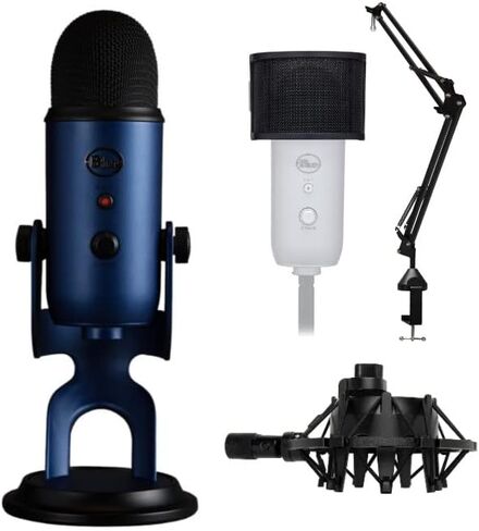 بلو مايكروفونز ميكروفون USB من يتي (ازرق داكن) مع حزمة ملحقات (4 عناصر) in Kuwait