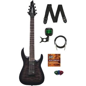 جيتار كهربائي Jackson Dinky Arch Top JS22 DKA - حزمة سوداء ساتان مع كابل وموالف وحزام ولقطات وأقراص DVD التعليمية لأوستن بازار