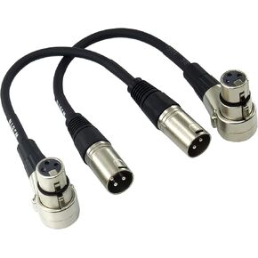 كابل توصيل XLR أنثى بزاوية قائمة من WJSTN إلى كابل توصيل XLR ذكر مستقيم، محول كاميرا XLR (2FT)