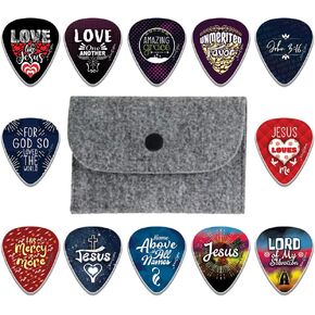 Christian Guitar Picks (12 pack)- Be Strong - Jeremiah 29:11 - Celluloid Medium - Best Stocking Stuffers for Dad Men Thanksgiving Christmas Birthday - Worship The Lord Excitedly