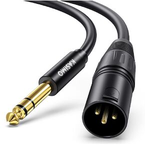 XLR Male to 1/4 Inch TRS Cable, Balanced 6.35mm Quarter inch TRS Plug to 3-pin XLR Male, Quarter inch TRS Male to XLR Male Microphone Cable, 6FT