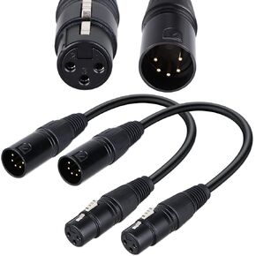 HOSONGIN 3-Pin XLR ذكر إلى 5-Pin XLR أنثى DMX محول كابل للميكروفون DMX DMX512 مرحلة الإضاءة التحول، طول 12 بوصة /1 قدم، 2 حزمة in Kuwait