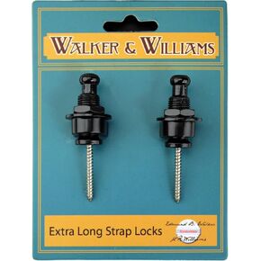 Walker & Williams Extra Long Deep Barrel Black Strap Locks for Thick Guitar Straps in Saudi Arabia