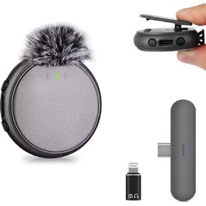 ميكروفون لافالير لاسلكي من لوف فايف، ميكروفون صغير لهاتف آيفون، ميكروفون مشبك لمدونات الفيديو، تسجيل الفيديو، ميكروفون لافالير دائري ليوتيوب، فيسبوك، تيكتوك in Kuwait