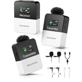 Wireless Lavalier Microphone System, UHF Dual Lavalier Mic Lapel Microphones164FT Transmissions Audio Monitor Recording Rechargeable for DSLR Camera iPhone Android 2 Transmitter and 1 Receiver in Saudi Arabia