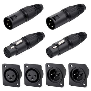 DKARDU 2 Pairs 3 Pin XLR Male & Female MIC Snake Plug Audio Microphone Connector for Mixer, Speaker with 2 Pairs 3 Pin XLR Male & Female Jack Socket Panel Mount in Saudi Arabia