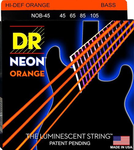 DR Strings HI-DEF NEON Bass Guitar Strings (NOB-45) & HI-DEF NEON Bass Guitar Strings (NWB-45), Black in Kuwait