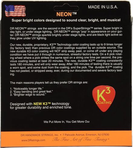 DR Strings HI-DEF NEON Bass Guitar Strings (NOB-45) & HI-DEF NEON Bass Guitar Strings (NWB-45), Black in Kuwait