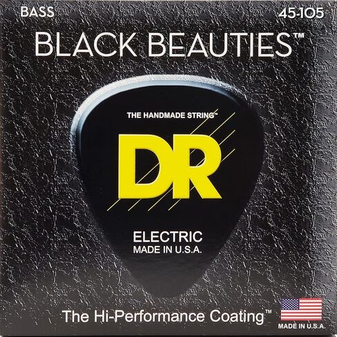 DR Strings HI-DEF NEON Bass Guitar Strings (NOB-45) & HI-DEF NEON Bass Guitar Strings (NWB-45), Black in Kuwait