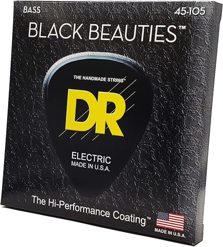 DR Strings HI-DEF NEON Bass Guitar Strings (NOB-45) & HI-DEF NEON Bass Guitar Strings (NWB-45), Black in Kuwait