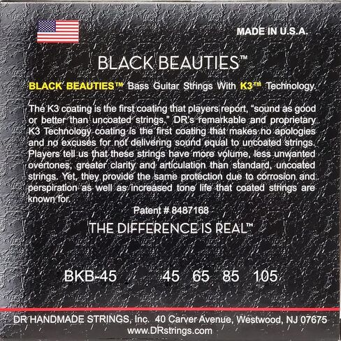 DR Strings HI-DEF NEON Bass Guitar Strings (NOB-45) & HI-DEF NEON Bass Guitar Strings (NWB-45), Black in Kuwait