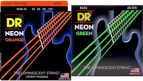 DR Strings HI-DEF NEON Bass Guitar Strings (NOB-45) & HI-DEF NEON Bass Guitar Strings (NWB-45), Black in Kuwait