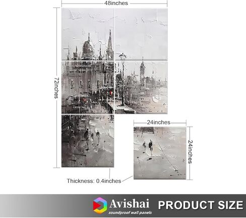 لوحات Avishai Art الصوتية، لوحات فنية جدارية صوتية مقاس 72 بوصة × 48 بوصة، 6 قطع من لوحات الحائط الصوتية الممتازة مع مادة لاصقة، لاستوديوهات التسجيل والمنازل. (بوند الهادئ) in Kuwait