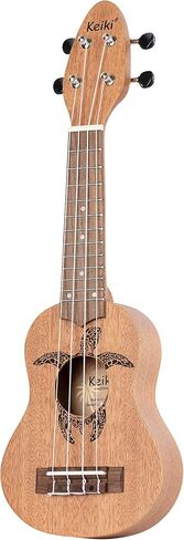 Ortega Guitars, 4-String Keiki Series Sopranino Ukulele with Turtle Etching, Right, Transparent ocean blue, (K1-BL) in Kuwait