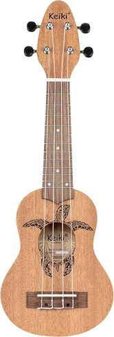 Ortega Guitars, 4-String Keiki Series Sopranino Ukulele with Turtle Etching, Right, Transparent ocean blue, (K1-BL) in Kuwait