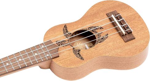 Ortega Guitars, 4-String Keiki Series Sopranino Ukulele with Turtle Etching, Right, Transparent ocean blue, (K1-BL) in Kuwait
