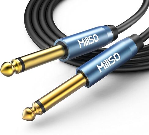 MillSO 1/4 كابل أداة TS كابل جيتار كهربائي مستقيم 6.35 مم سلك جيتار كهربائي لباس AMP، مكبر الصوت، التصحيح، الدواسة، لوحة المفاتيح، خلاط، مكبر للصوت - 4 أقدام in Kuwait