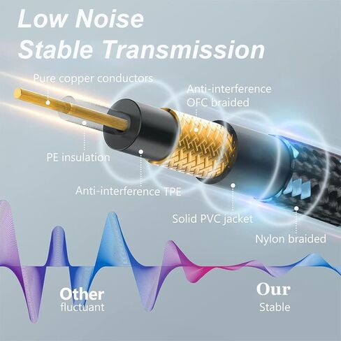 كابل جيتار SOTESIN بطول 20 قدمًا كابل جيتار 𝐀𝐦𝐩 𝐂𝐨𝐫𝐝 كابل جيتار كهربائي احترافي 1/4 كابل زاوية قائمة إلى مستقيمة للجيتار، الجهير، لوحة المفاتيح، الخلاط، مكبر الصوت (أسود أحمر) in Kuwait