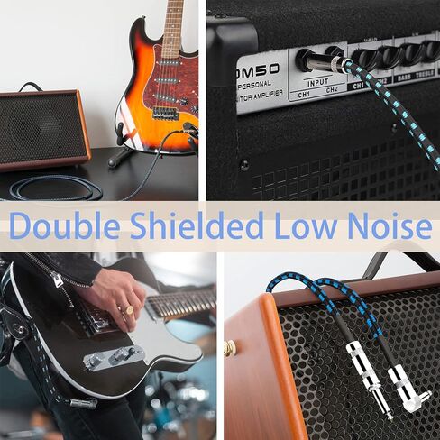 كابل جيتار SOTESIN بطول 20 قدمًا كابل جيتار 𝐀𝐦𝐩 𝐂𝐨𝐫𝐝 كابل جيتار كهربائي احترافي 1/4 كابل زاوية قائمة إلى مستقيمة للجيتار، الجهير، لوحة المفاتيح، الخلاط، مكبر الصوت (أسود أحمر) in Kuwait