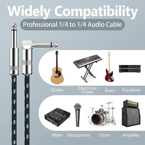 كابل جيتار SOTESIN بطول 20 قدمًا كابل جيتار 𝐀𝐦𝐩 𝐂𝐨𝐫𝐝 كابل جيتار كهربائي احترافي 1/4 كابل زاوية قائمة إلى مستقيمة للجيتار، الجهير، لوحة المفاتيح، الخلاط، مكبر الصوت (أسود أحمر) in Kuwait