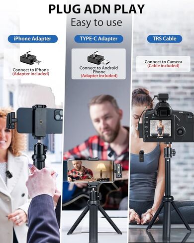 مجموعة تسجيل الفيديو للهواتف الذكية FULAIM X5-VK مع ميكروفون لافالير لاسلكي، مجموعة أدوات تشغيل YouTube لكاميرا هاتف iPhone Android، مجموعة إنشاء المحتوى لتسجيل فيديو Tiktok والبث المباشر مع ضوء RGB in Kuwait