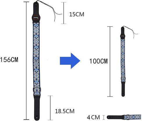 حزام جيتار مطرز من Rayzm، حزام قطني منسوج من قماش الجاكار للجيتار الصوتي/الكهربائي/الجهير مع جيب لريشة الريشة، مشبك معدني، عرض 5 سم، طول قابل للتعديل in Kuwait