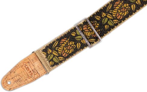 حزام جيتار Levy's Leathers مقاس 2 بوصة من القنب "النباتي" مع زخرفة التوت والرمادي الداكن على حزام من القنب الطبيعي مع نهايات من الفلين مكونة من طبقتين (MH8P-007) in Kuwait