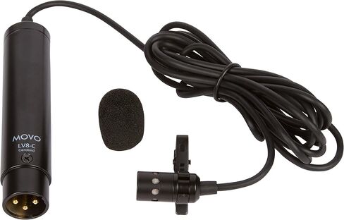 موفو ميكروفون سلكي LV8-C بمكثف قلبي عالي الجودة اكس ال ار مع كبسولة ميكروفون 12 ملم لتسجيل صوتي دقيق - تتضمن المجموعة حافظة بمشبك طية صدر وزجاج امامي in Kuwait