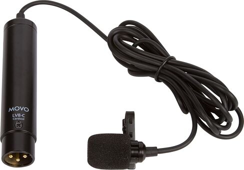 موفو ميكروفون سلكي LV8-C بمكثف قلبي عالي الجودة اكس ال ار مع كبسولة ميكروفون 12 ملم لتسجيل صوتي دقيق - تتضمن المجموعة حافظة بمشبك طية صدر وزجاج امامي in Kuwait