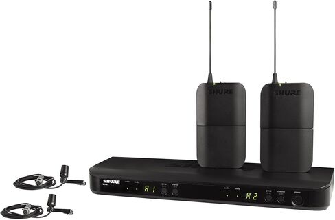 نظام الميكروفون اللاسلكي Shure BLX188/CVL UHF - مثالي للمقابلات والعروض التقديمية والمسرح - عمر البطارية 14 ساعة، نطاق 300 قدم | يتضمن (2) ميكروفونات Lavalier، جهاز استقبال مزدوج القناة | فرقة H11 in Kuwait