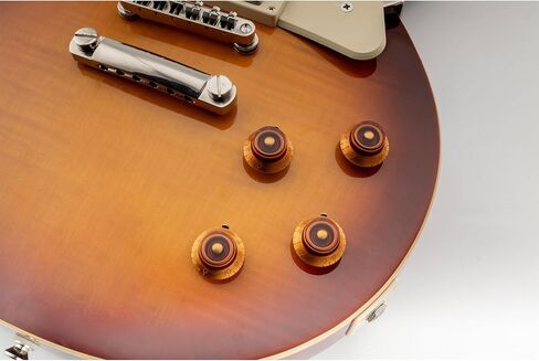 Musiclily Pro اليد اليسرى حجم متري 18 خدد جرس أعلى قبعة مقابض التحكم ل Epiphone Les Paul الغيتار الكهربائي آسيا استيراد الغيتار باس سبليت رمح الأواني، العنبر (مجموعة من 4) in Kuwait