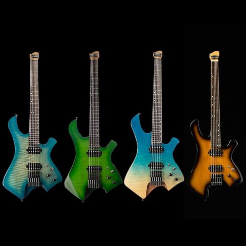 Censtar Headless Guitar,6 String Solid Body Travel Guitar,Roasted Maple Neck and Mahogany Body Stainless Steel Frets Guitar,24 Frets Electric Guitar in Kuwait