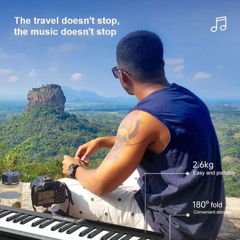 كول ميوزك بيانو رقمي للمبتدئين 88 مفتاحا بالحجم الكامل، بيانو كهربائي محمول مع دواسة استدامة، مزود طاقة in Kuwait