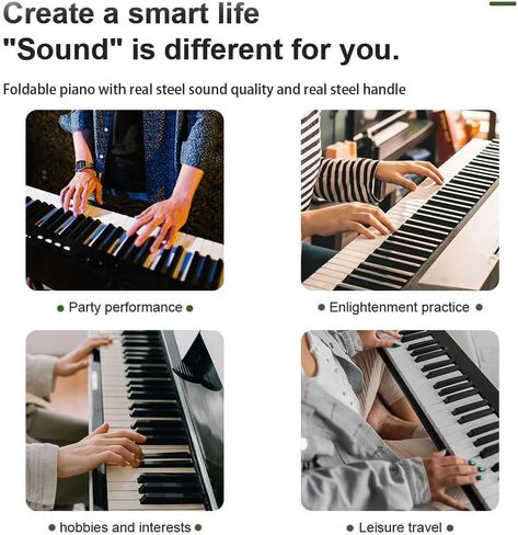كول ميوزك بيانو رقمي للمبتدئين 88 مفتاحا بالحجم الكامل، بيانو كهربائي محمول مع دواسة استدامة، مزود طاقة in Kuwait