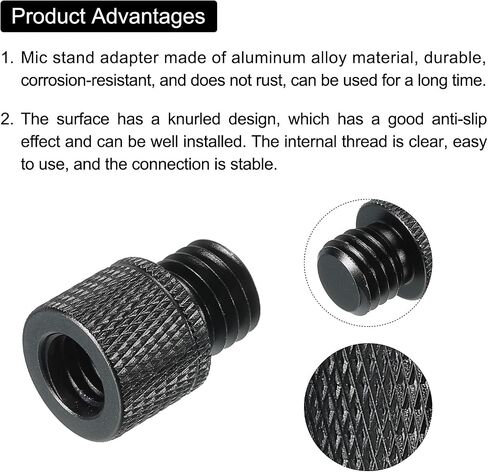 MECCANIXITY Mic Stand Adapter 3/8 Female to M6 Male Camera Screw Thread Adapter for Microphone Tripod Stand Black in Kuwait