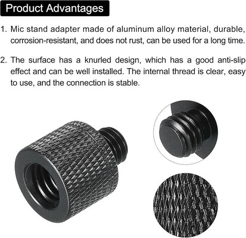 MECCANIXITY Mic Stand Adapter 3/8 Female to M6 Male Camera Screw Thread Adapter for Microphone Tripod Stand Black in Kuwait
