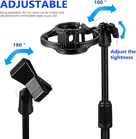 ميليستين حامل ميكروفون مكتبي مع حامل هاتف، حامل ميكروفون 2 في 1 قابل للتعديل مع حامل للصدمات ومحول وحامل ميكروفون مع قاعدة مرجحة لتسجيل البث in Kuwait