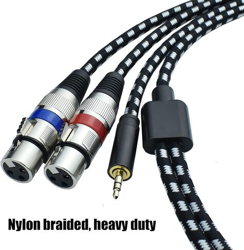 Mugteeve Dual XLR Female to 3.5mm 1/8 Stereo Mic Cable, 2 XLR Y Splitter Cord to 1/8 Inch Mini Headphone Jack TRS Adapter,OFC Shield, for Mixer and PC Connection, Livestream, Broadcast-3.3Feet in Saudi Arabia