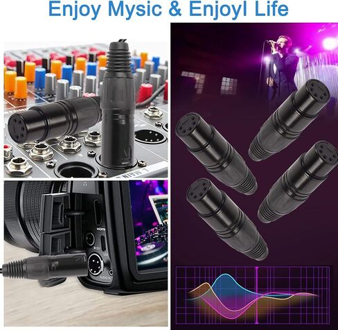 XMSJSIY 5 دبوس XLR ذكر موصلات المقابس، 5Pin XLR-M التوصيل لحام نوع موصل ميكروفون الصوت، كابل XLR ينتهي استبدال مقبس الصوت M-Plug-4PCS in Kuwait